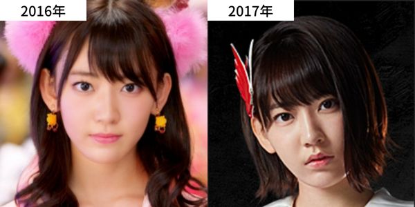 宮脇咲良　2016年と2017年の比較