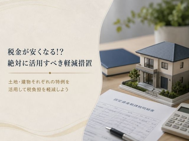 建物の固定資産税評価額は土地・建物それぞれの特例を活用して、税負担を軽減しよう