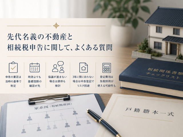 先代名義の不動産と相続税申告に関して、よくある質問