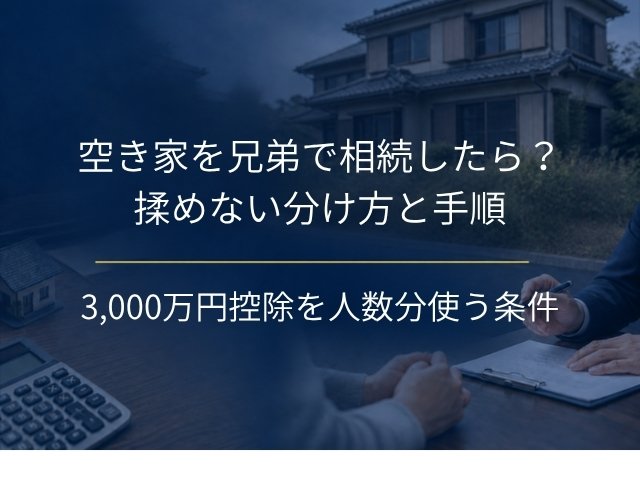 空き家を兄弟で相続したら?揉めない分け方と3,000万円控除を人数分使う条件