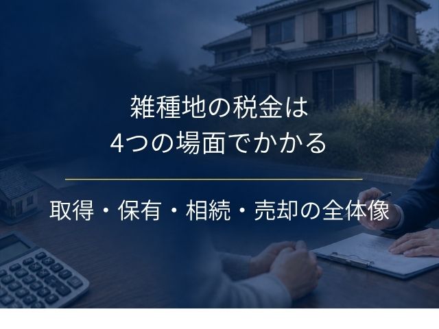 雑種地の税金は4つの場面でかかる｜取得・保有・相続・売却の全体像