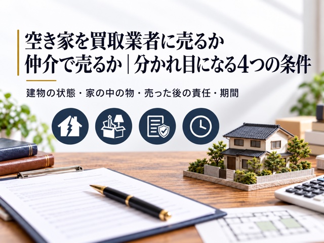 空き家を買取業者に売るか仲介で売るか｜分かれ目になる4つの条件