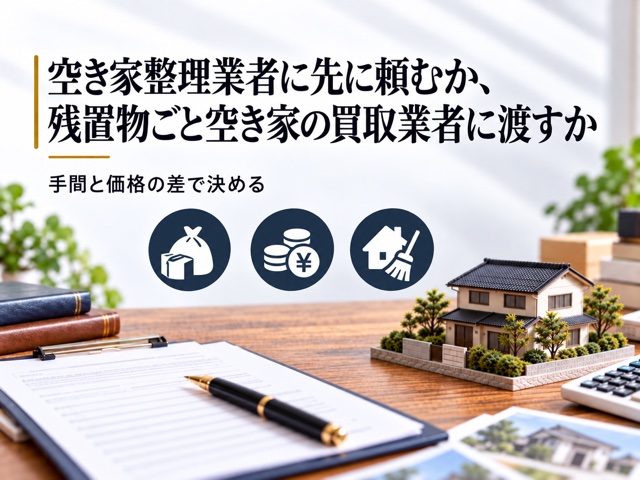 空き家整理業者に先に頼むか、残置物ごと空き家の買取業者に渡すか