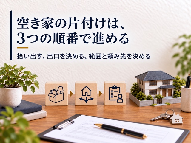 空き家の片付けは、3つの順番で進める