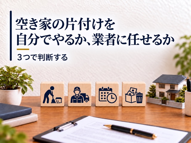 空き家の片付けを自分でやるか、業者に任せるか｜分かれ目は3つ