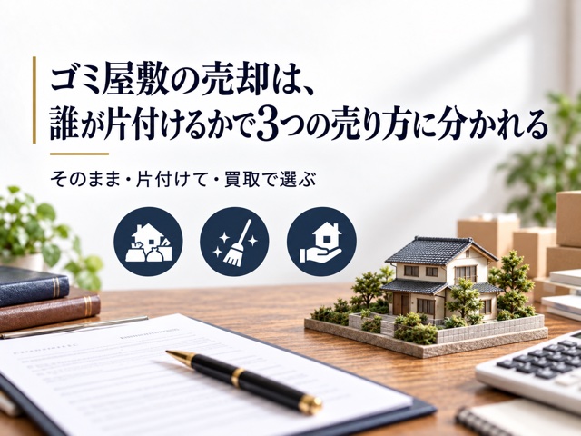 ゴミ屋敷の売却は、誰が片付けるかで3つの売り方に分かれる