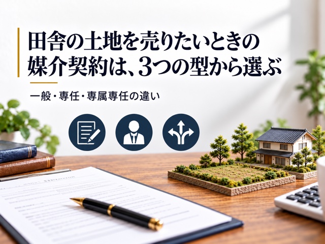 田舎の土地を売りたいときの媒介契約は、3つの型から選ぶ