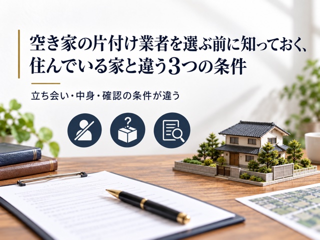 空き家の片付け業者を選ぶ前に知っておく、住んでいる家と違う3つの条件