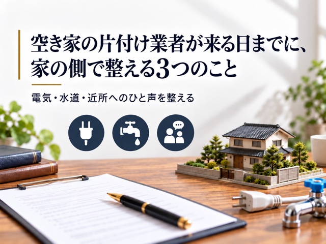 空き家の片付け業者が来る日までに、家の側で整える3つのこと