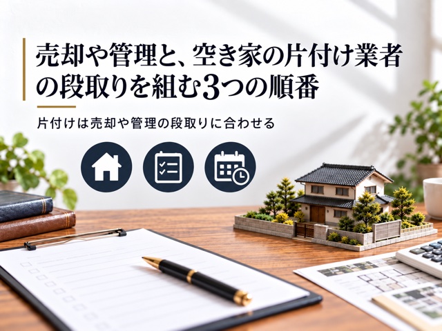 売却や管理と、空き家の片付け業者の段取りを組む3つの順番