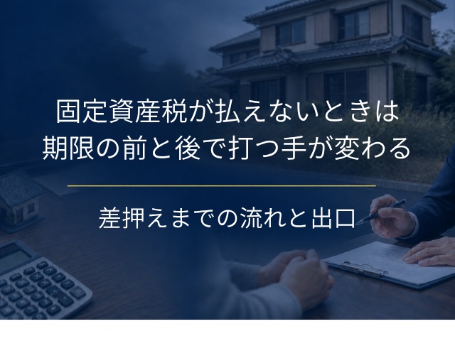 固定資産税が払えないときは、期限の前と後で打つ手が変わる｜差押えまでの流れと、払い続けない選び方