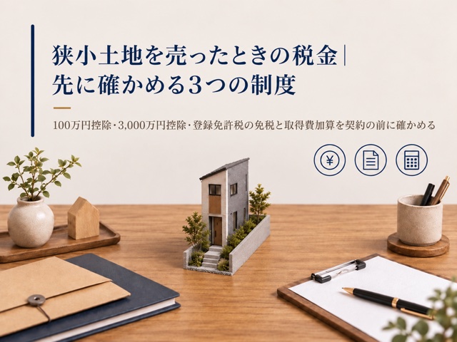 狭小土地を売ったときの税金|先に確かめる3つの制度