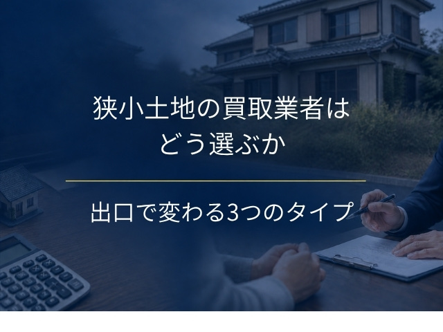 狭小土地の買取業者はどう選ぶか|出口で変わる3つのタイプと、業者に当たる前に隣地へ声をかける順番