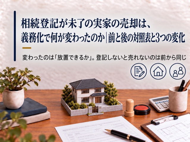 相続登記が未了の実家の売却は、義務化で何が変わったのか|前と後の対照表と3つの変化