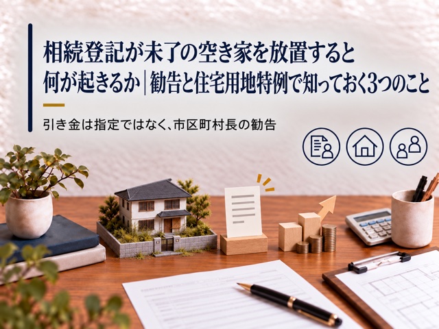 相続登記が未了の空き家を放置すると何が起きるか|勧告と住宅用地特例で知っておく3つのこと