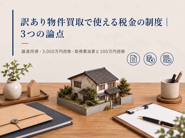訳あり物件買取で使える税金の制度|3つの論点