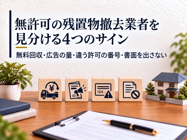 無許可の残置物撤去業者を見分ける4つのサイン