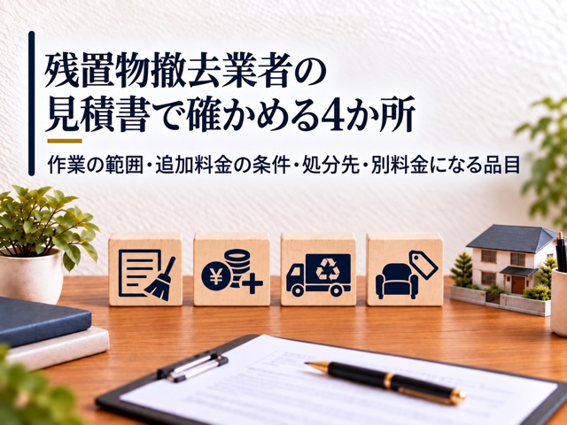 残置物撤去業者の見積書で確かめる4か所