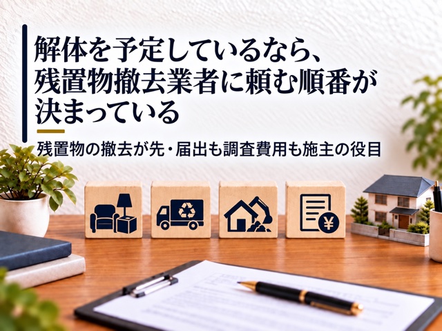 解体を予定しているなら、残置物撤去業者に頼む順番が決まっている