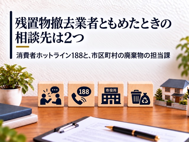 残置物撤去業者ともめたときの相談先は2つ