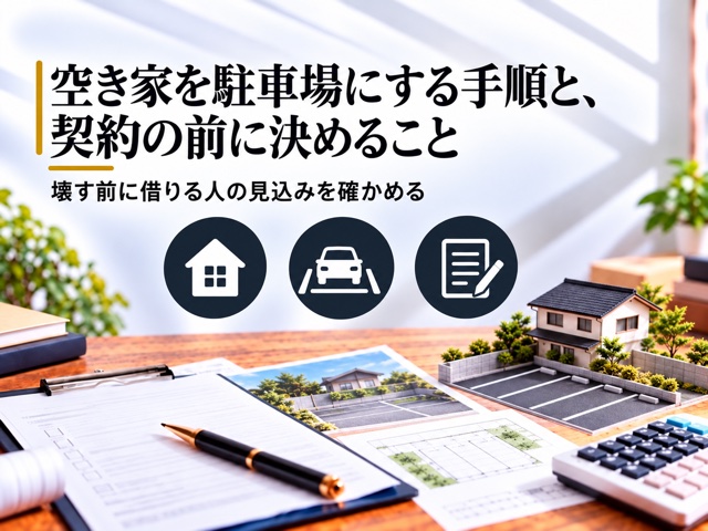 空き家を駐車場にする手順と、契約の前に決めること