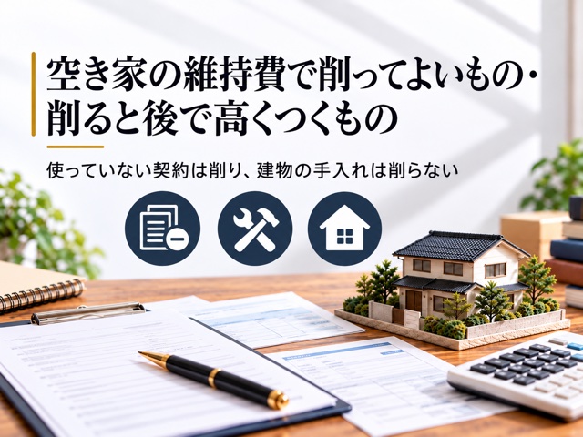 空き家の維持費で削ってよいもの・削ると後で高くつくもの