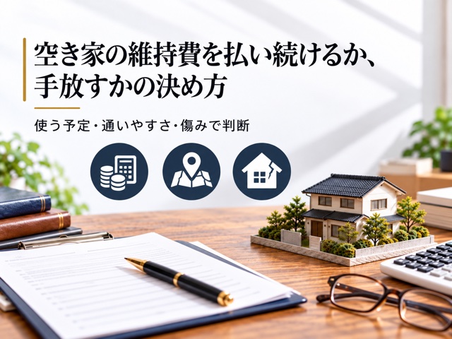 空き家の維持費を払い続けるか、手放すかの決め方