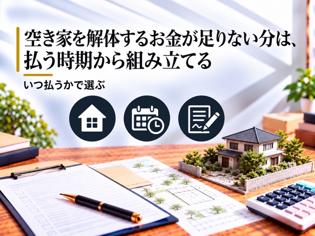 空き家を解体するお金が足りない分は、払う時期から組み立てる