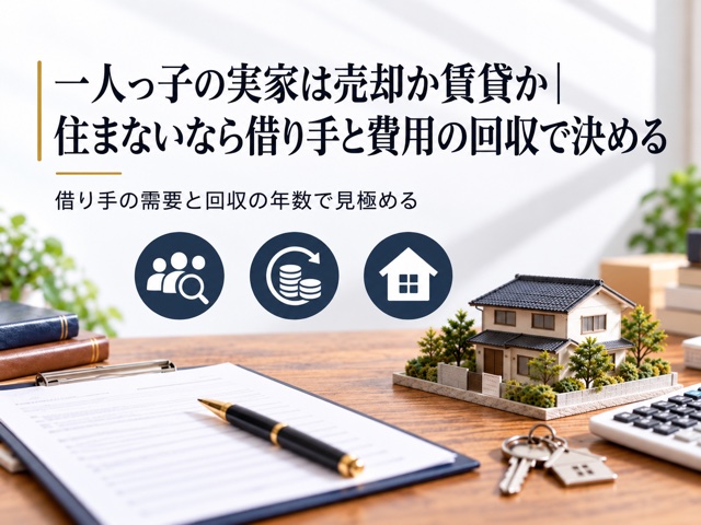 一人っ子の実家は売却か賃貸か｜住まないなら借り手と費用の回収で決める