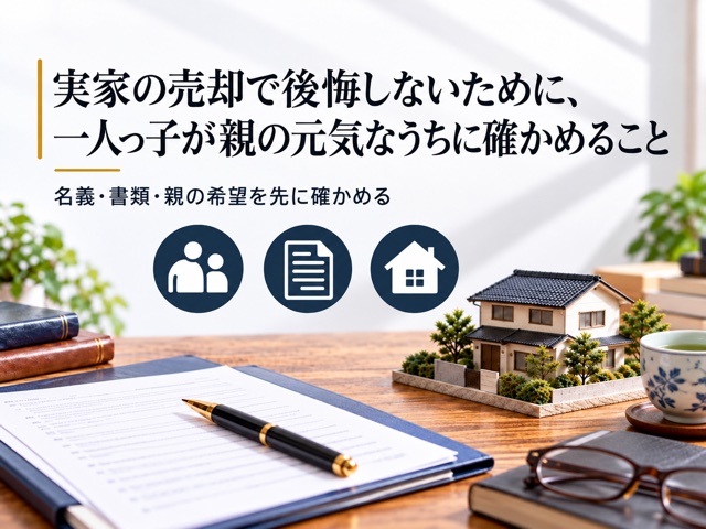 実家の売却で後悔しないために、一人っ子が親の元気なうちに確かめること