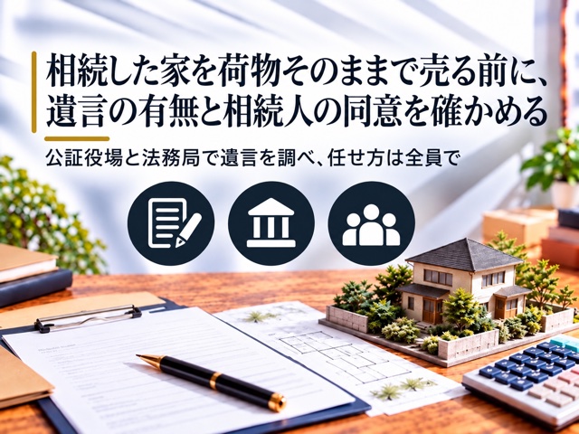 相続した家を荷物そのままで売る前に、遺言の有無と相続人の同意を確かめる