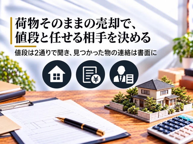 荷物そのままの売却で、値段と任せる相手を決める