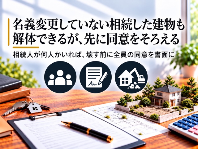 名義変更していない相続した建物も解体できるが、先に同意をそろえる