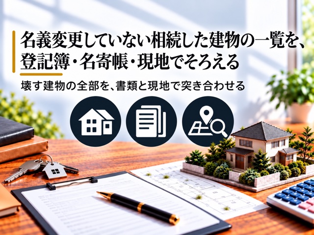 名義変更していない相続した建物の一覧を、登記簿・名寄帳・現地でそろえる
